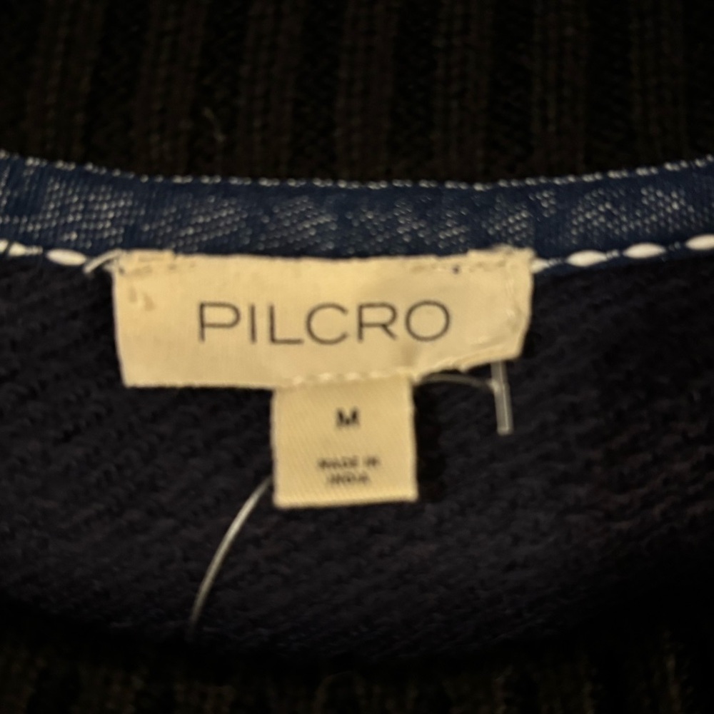 Pilcro/Anthropologie Mixed Media Sweatshirt in Blue Pattern Size M. NWT - Picture 8 of 12